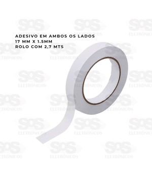 Fita Adesiva Dupla Face Branca 2.7 Metros Caerus crs-3880