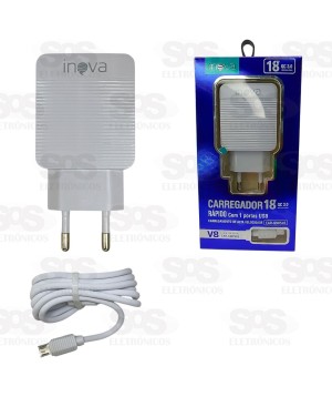 Carregador Rápido 18W Quickcharge 3.0 Cabo V8 Inova CAR-G9054S