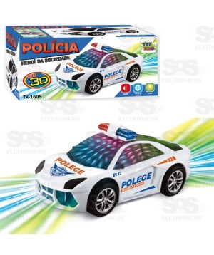 Carro De Policia Som e Led Bate e Volta Toy King 1605