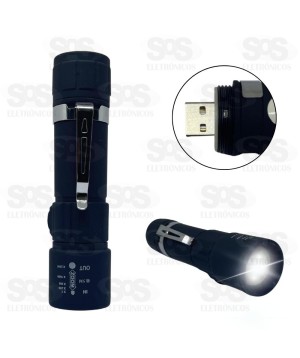 Lanterna USB Potente Com Regulagem De Foco e Intensidade 616