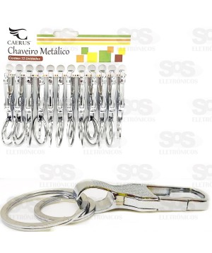 Chaveiro Mosquetão Com Argola Dupla Cartela Com12 Unidades Caerus-1034