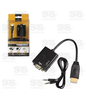 Cabo Conversor HDMI para VGA Com Saida P2 de Áudio