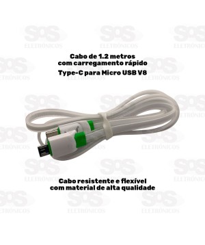 Cabo De Dados Rápido Type-C X V8 1.2 Metros AL-309T-V8