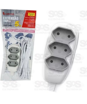 Extensão Tripla 5 Metros 2P Luster 2169
