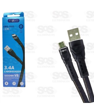 Cabo Micro USB V8 1 Metro 3.4A Inova CBO-7555