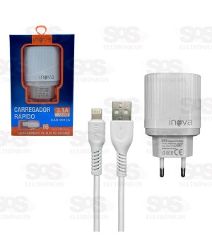 Carregador 2 USB 3.1A Com Cabo Iphone Inova CAR-9912A