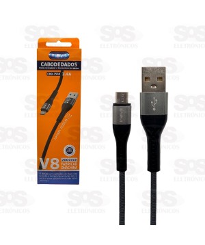 Cabo De Nylon Reforçado Micro USB V8 2 Metros Inova CBO-7558
