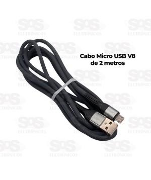 Cabo De Nylon Reforçado Micro USB V8 2 Metros Inova CBO-7558