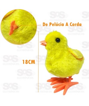 Brinquedo Pintinho Pula Pula 18cm De Pelúcia a Corda Toy king TK-1237