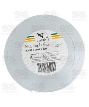 Fita Adesiva Dupla Face Branca 10 Metros Caerus CRS-1233