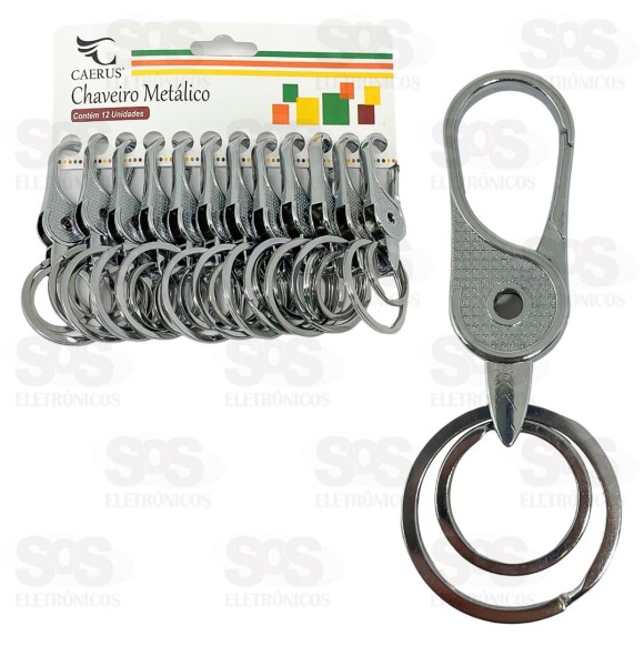 Chaveiro Metálico Com Argola Dupla 12 Unidades Caerus CRS-1061