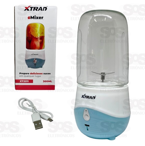 Mini Liquidificador e Mixer Recarregável 300 ml Xtrad XT2211