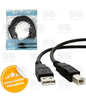 Cabo Para Impressora 3 Metros Maxmidia