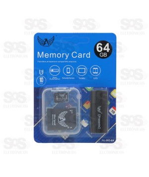 Cartão De Memória 64GB Com Adaptador SD E Leitor de Cartão Altomex AL-MO-64