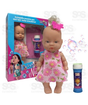 Boneca Nicinha Com Bolha De Sabão Nova Toys 1139