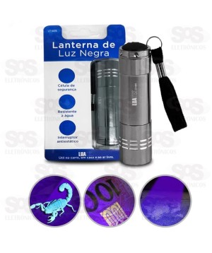 Lanterna de Luz Negra Ultravioleta Detecta Nota Falsa  Luatek LT-405