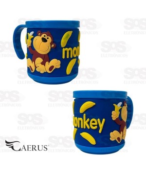 Caneca Infantil Emborrachada Alto Relevo 250 ml Caerus CRS-1691