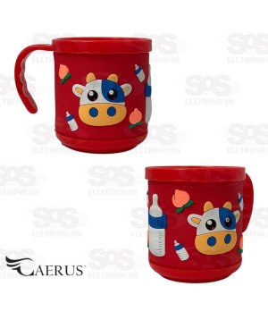 Caneca Infantil Emborrachada Alto Relevo 250 ml Caerus CRS-1691