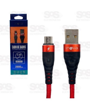Cabo De Dados Rápido 3.4A Micro USB V8 2 Metros Inova CBO-6057