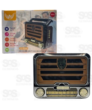 Rádio Retrô Recarregável 3 Bandas Altomex AD-8960