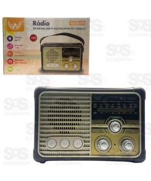 Rádio Retrô 3 Bandas Com Bluetooth Altomex AD-8965