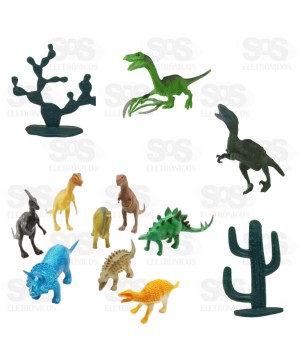 Kit Dinossauros Com 12 Peças Toy King TK-1499