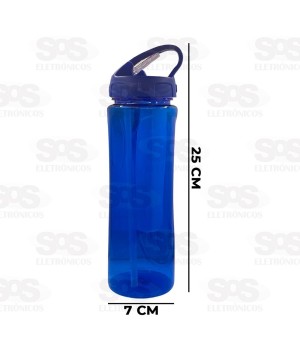 Garrafa Esportiva Transparente Com Tubo Gelo 700ml Caerus CRS-1725
