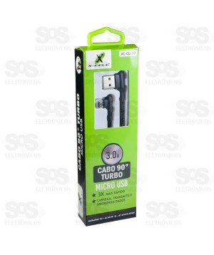 Cabo Turbo 3.0A Micro USB V8 90 Graus X-Cell XC-CD-37