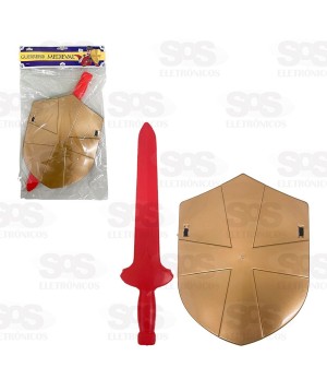 Kit Guerreiro Medieval Escudo e Espada Mini Toys 0369A