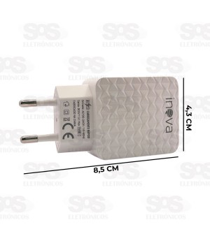 Carregador 2 USB 3.1A Com Cabo Micro USB V8 Inova CAR-5256S