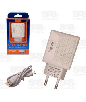 Carregador 3 USB 5.1A Com Cabo Micro V8 Inova CAR-3246S