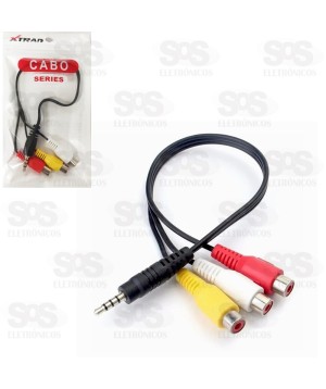Cabo P3 Para 3 RCA Fêmea 30cm Xtrad XT-2197