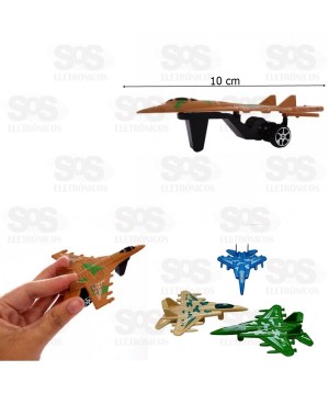 Mini Avião Caça De Fricção Pull Back 10X6,5X3CM Toy King TK-AB 5516