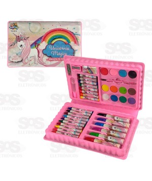 Kit Maleta De Pintura 42 Peças Unicórnio Mágico Toy King TK-CR12