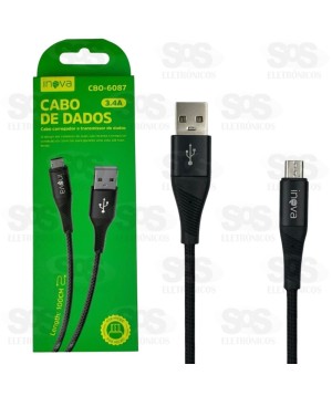 Cabo De Dados Reforçado Micro USB V8 1 Metro Inova CBO-6087