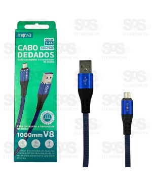 Cabo De Dados Reforçado Duo Veludo Micro USB V8 1 Metro Inova CBO-7549