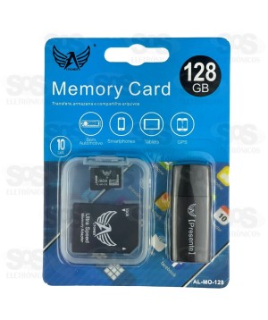 Cartão De Memória 128GB Com Adaptador SD E Leitor de Cartão Altomex AL-MO-128