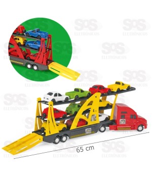 Cegonha Frota Forte Com 10 Carrinhos Xplast 2066