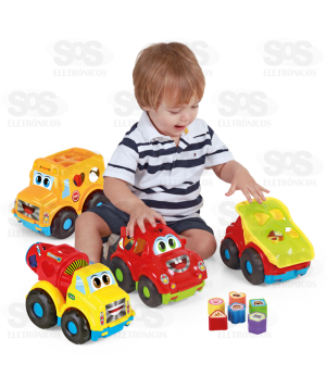 Carrinho Geometrix 4 Modelos  com Blocos de Encaixe Xplast 2059