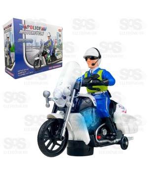 Motocicleta Bate E Volta Super Policial Com Luzes E Sons Toy King TK-AB4544