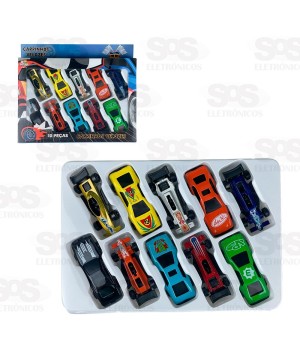 Kit Carrinhos Velozes de Plástico 10 Unidades Toy King TK-AB2783