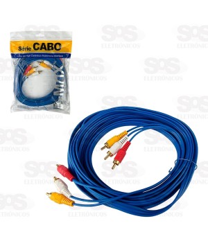 Cabo 3RCA + 3RCA Ponta Dourada 5 Metros B-Max 8408