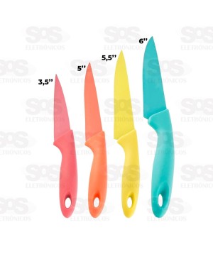 Jogo de Facas Coloridas Aço Inox Caerus CRS-1568
