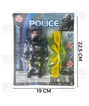 Kit Policial Boneco e Óculos Toy King TK-AB6110