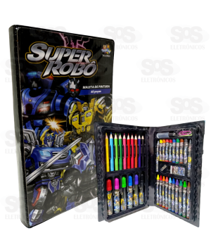 Kit Maleta De Pintura 48 Peças Super Robô Toy King TK-CR03
