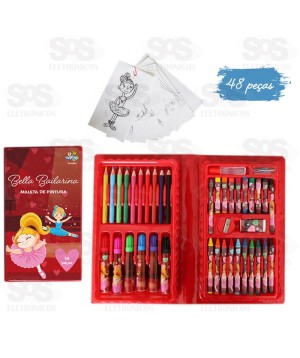 Kit Maleta De Pintura 48 Peças Bella Bailarina Toy King TK-CR05