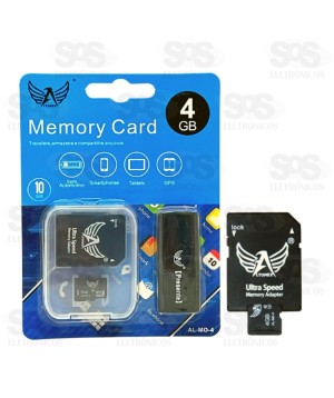 Cartão De Memória 4GB Com Adaptador SD E Leitor de Cartão Altomex AL-MO-4