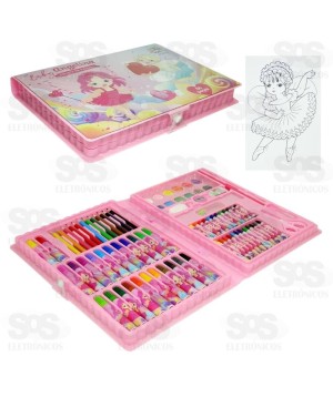 Kit Maleta De Pintura 86 Peças Baby Angelina Toy King TK-CR14