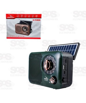 Rádio Retro Portátil 10W Com Painel Solar Grasep D-FS1606