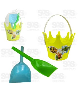Mini Balde de Praia Coroa 3 Peças Mini Toys 6034